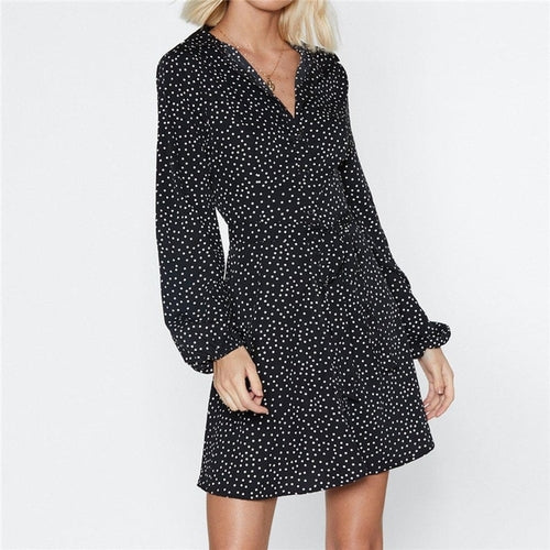 Polka Dot Dress Women Beach Leisure