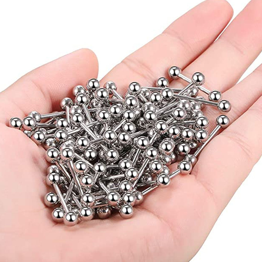 50Pcs Stainless steel Piercing Tongue Bar External Threaded Nipple Piercing Rod in Tongue Barbells Industrial Ear Piercing