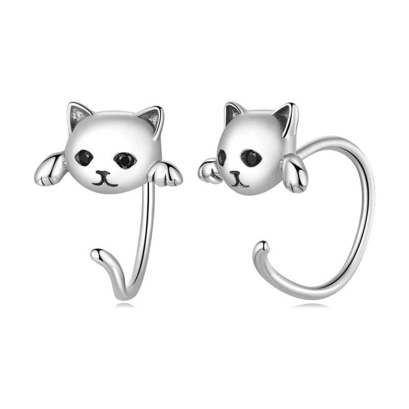 Genuine 925 Sterling Silver Minimalist Cute Tail Stud Earrings for Women Animal Jewelry Orecchini