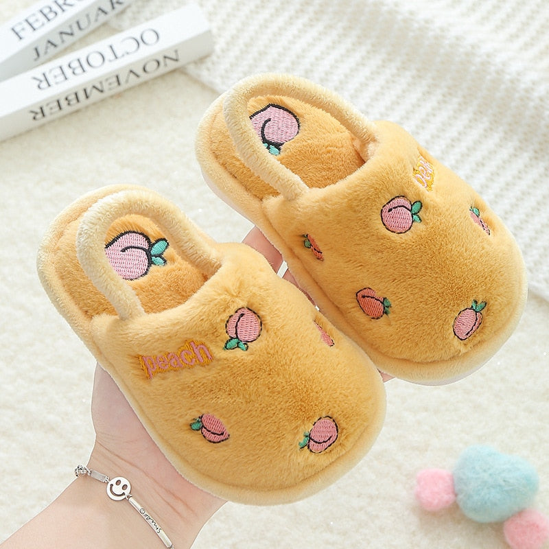 Children Cotton Slippers Girls Boys Warm Winter Indoor Household Pantuflas Non-slip Girls Cute Cartoon Children Baby Slippers