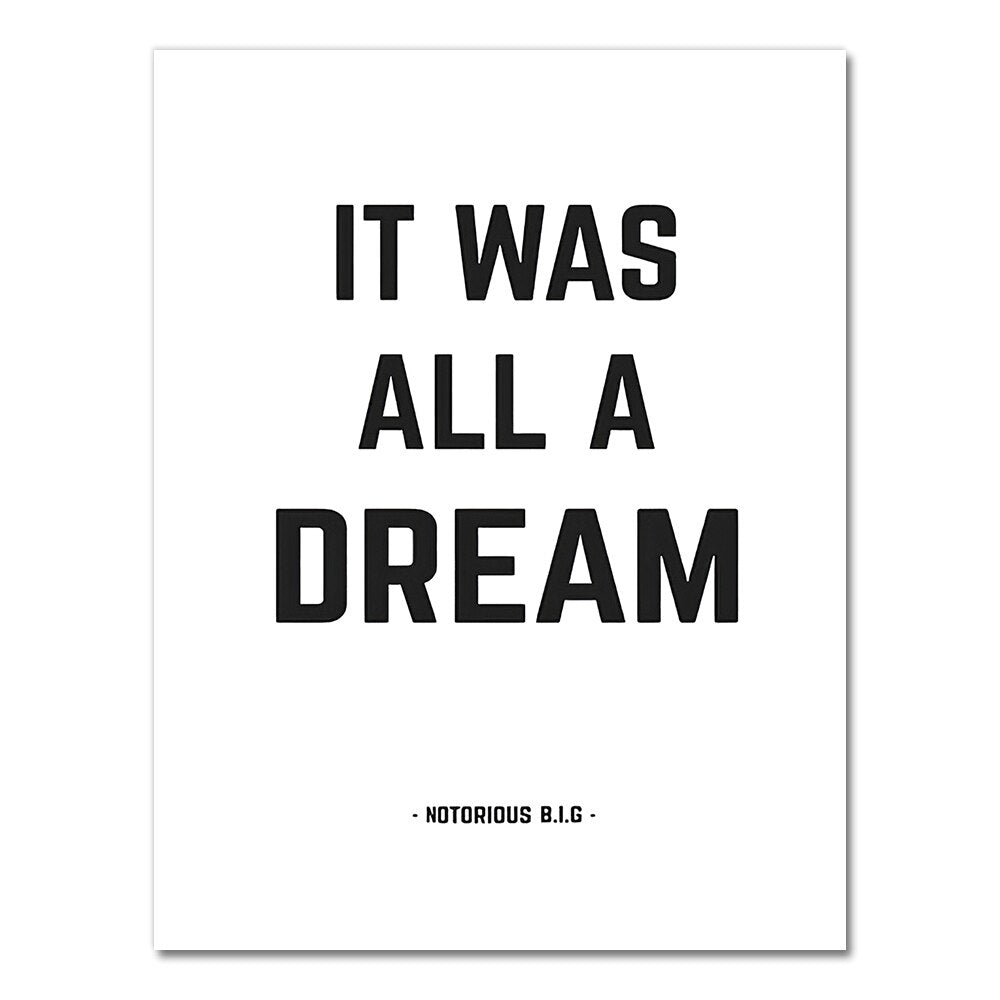 Was All A Dream Biggie Smalls Quote Rap Poster Prints Wall Art Decor The Notorious BIG Canvas Art Print and Poster , It