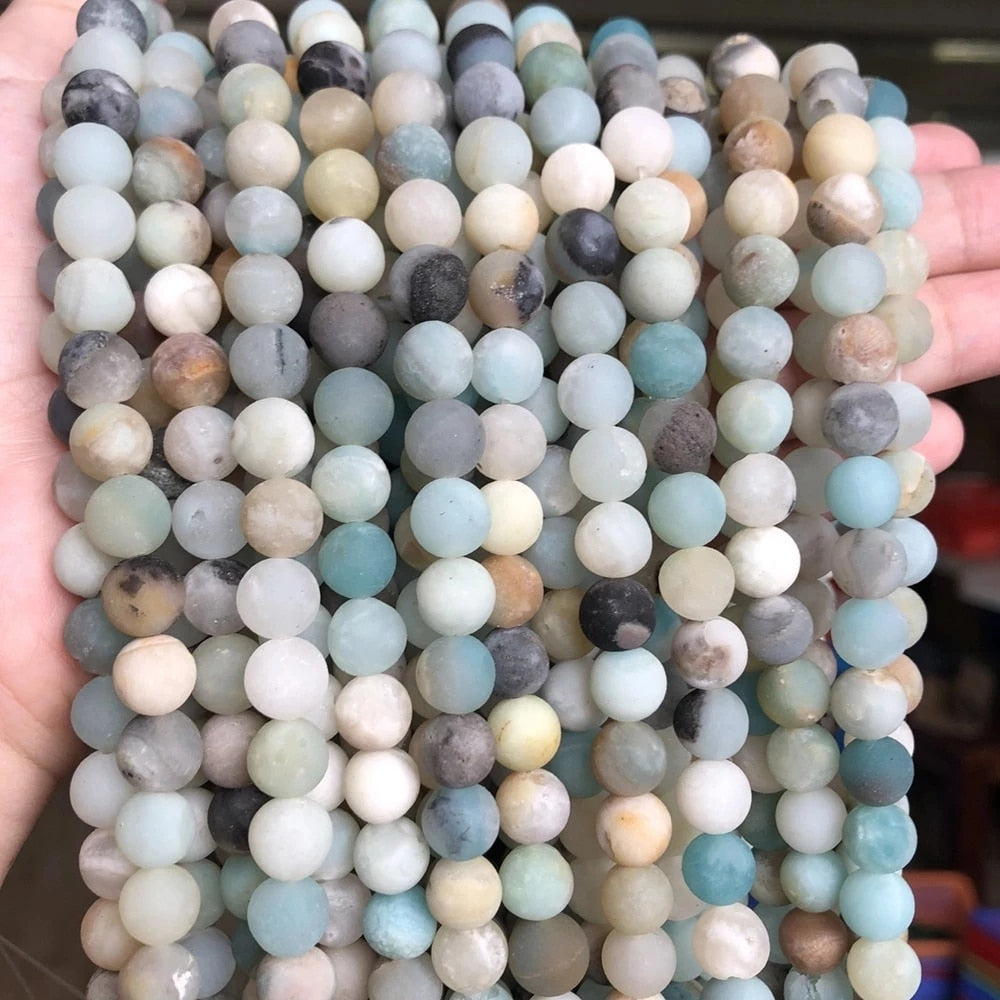 Natural Stone Matte Amazonite Round Beads for Jewelry Making  Perles Gem Loose Beads Diy Bracelet Necklace 4/6/8/10/12mm