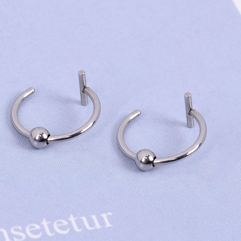 2PCS Women Lips Rings Titanium Steel Punk Nose Ring Septum Piercing Clip on Fake Piercing Unisex Nose Rings Body Jewelry