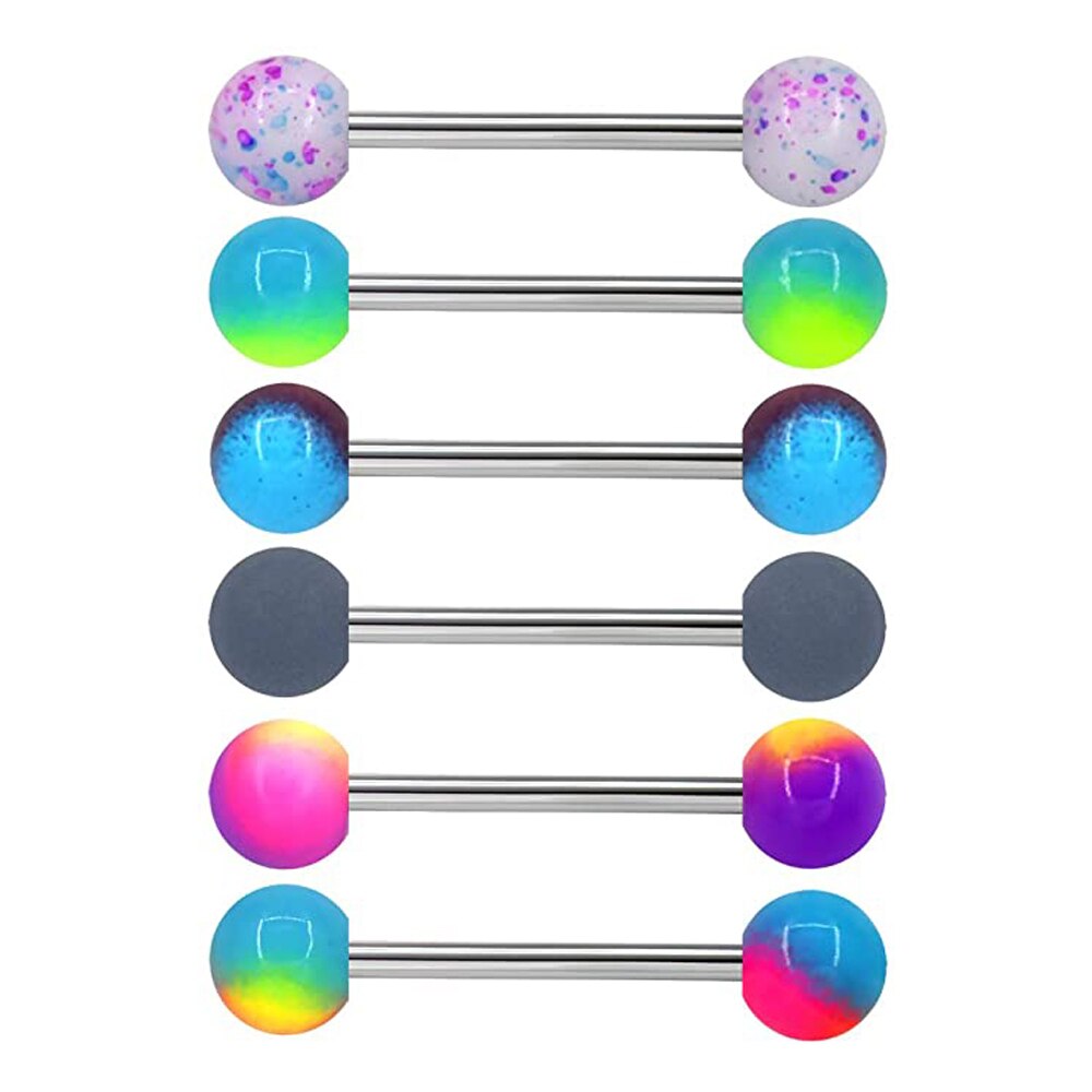 6/12pcs Glorious Ball Acrylic Tongue Piercing Langue Nipple Ring Oral Sex Tongue Rings Helix Piercing Nipple Jewelry