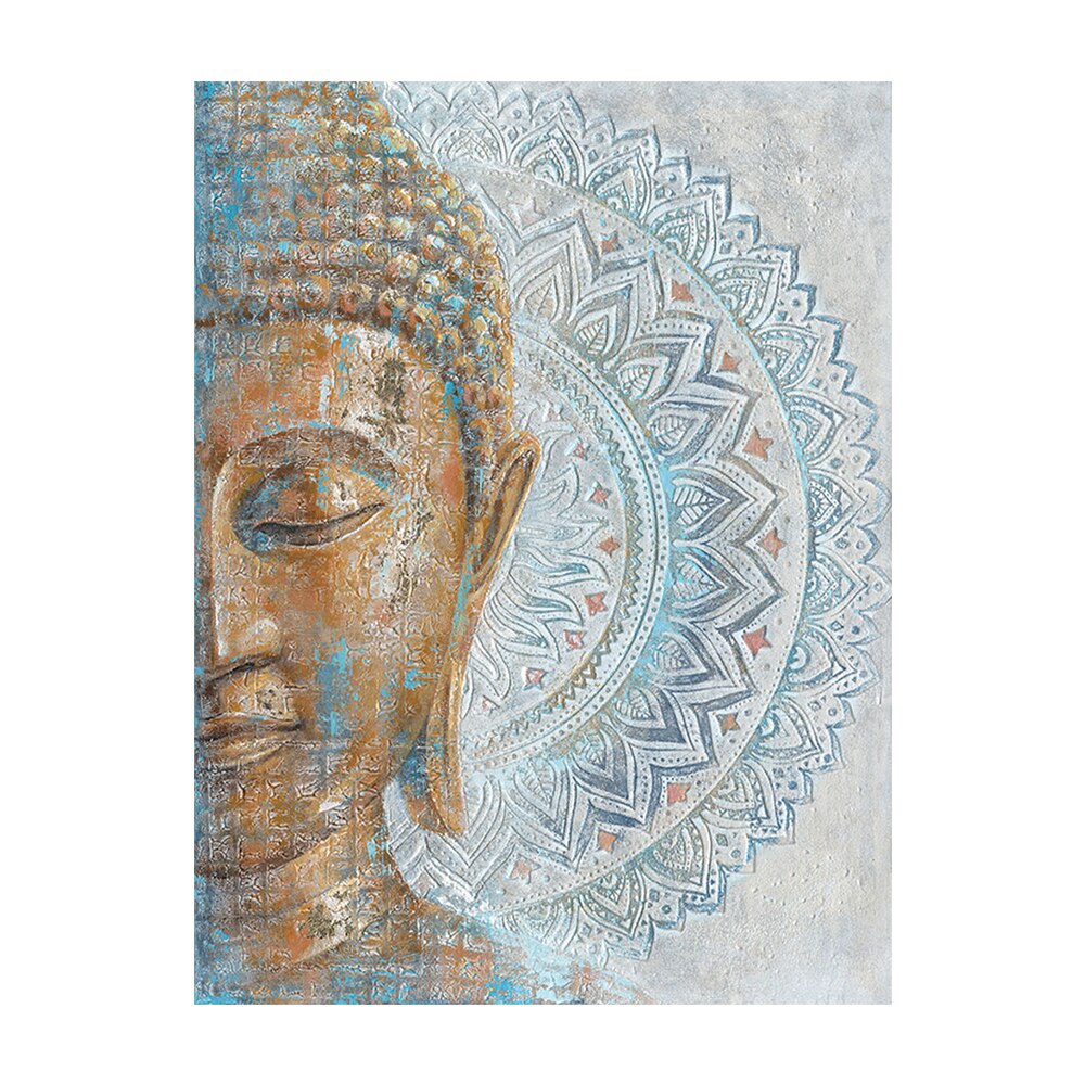 Gold Buddha Portrait Canvas Painting Modern Mandala Buddha Art Print Poster Wall Art Picture Bedroom Meditation Room Decor