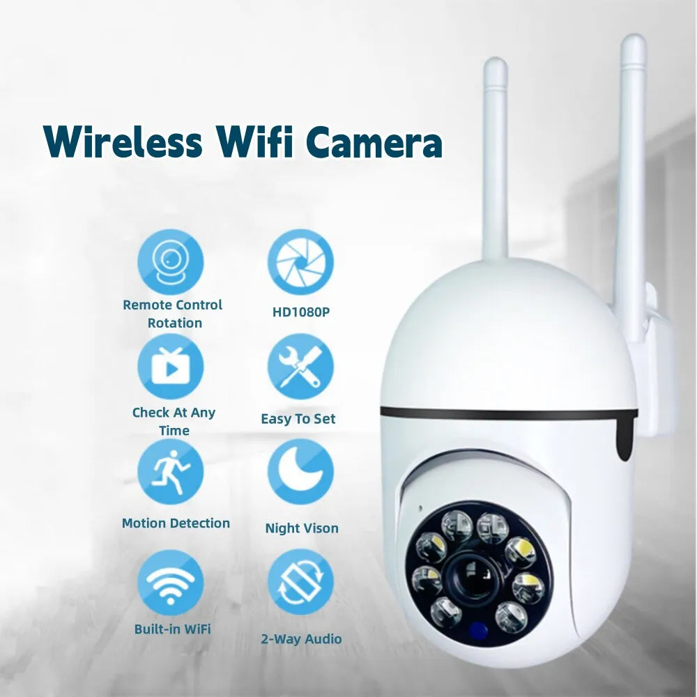 Wireless Wifi Camera 360 Degree Wide With Angle Night Vision Two-way Audio Motion Detection HD Auto Track Security System