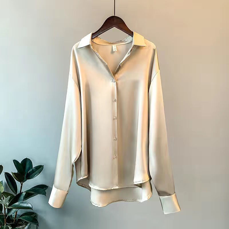 Womens Clothing Silk Shirt Vintage Blouse Women Sheer Top Women Longsleeve Dress Shirt Woman Overshirt