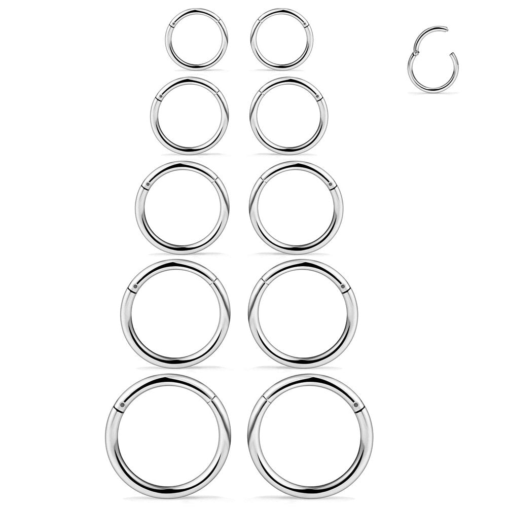 Surgical Steel Hinged Clicker Segment Nipple Rings Septum Lip Ring Hoop Cartilage Tragus Sleeper Earrings Body Piercing Jewelry