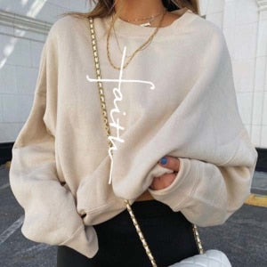 Sweatshirt Women Long Sleeve Sweatshirts Streetwear Autumn Winter Letter Print Pullover Tops