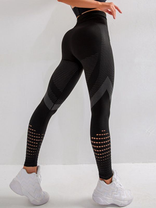 High Waist Fitness Leggings Women Sexy Seamless Leggings Hollow Printed Workout Pants Push Up Slim Elasticity