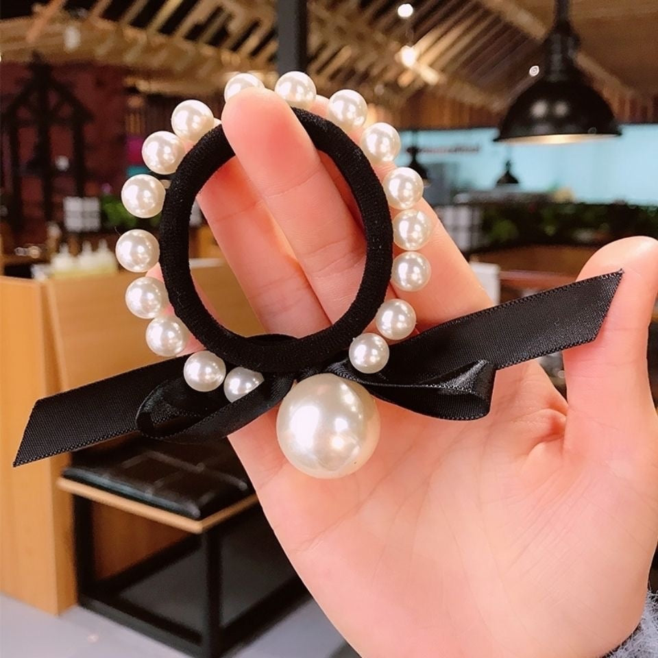 Woman Big Pearl Hair Ties  Korean Style Hairband Scrunchies Girls Ponytail Holders Rubber Band Hair Accessories