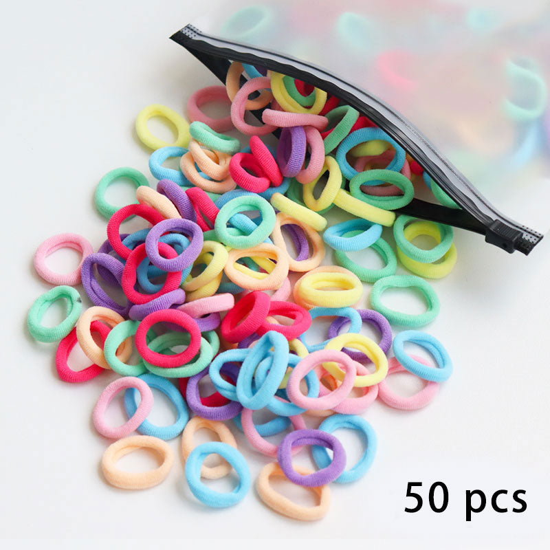 50/100pcs Kids Elastic Hair Bands Girls Sweets Scrunchie Rubber Band for Children Hair Ties Clips Headband Baby Hair Accessories