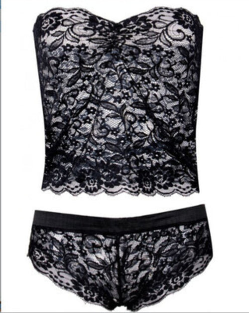 Sexy Women Lingerie Set Thin Lace Flower Printed Underwear Suit Female