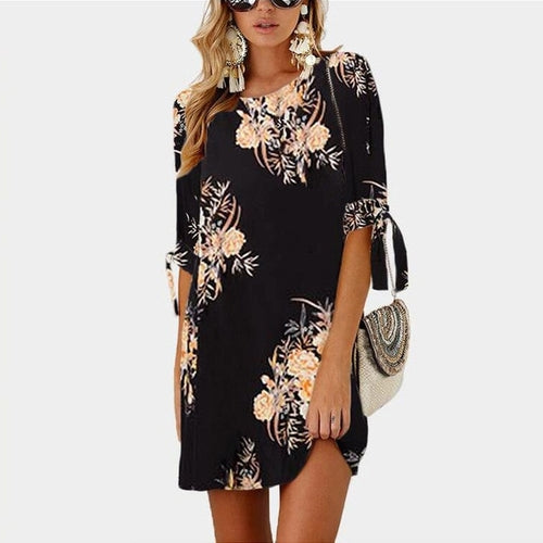 Dress Women Floral Print Beach Chiffon