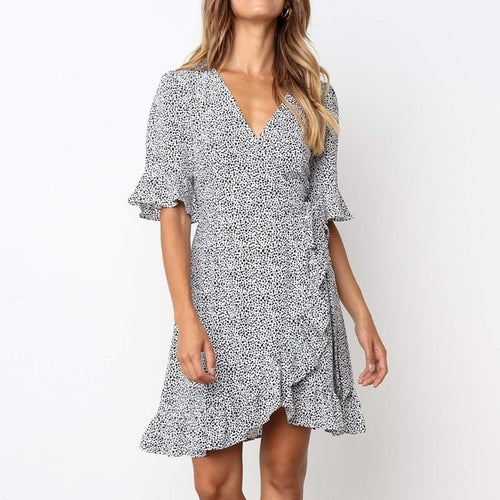 Dress Women Polka Dot Boho Ruffle