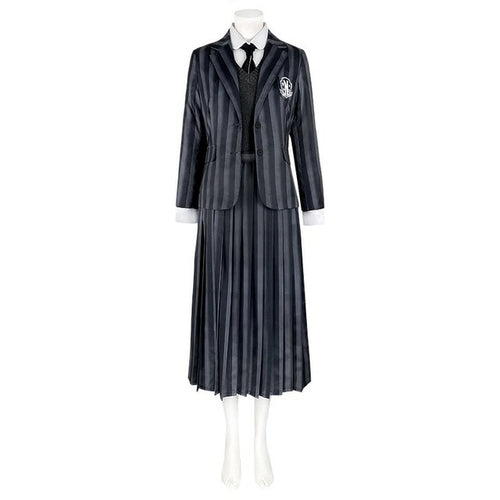 Wednesday Addams Family Cosplay Costume Women Striped Tie School