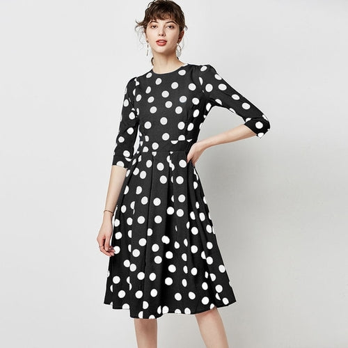 Women Casual Polka Dot Dress A Line