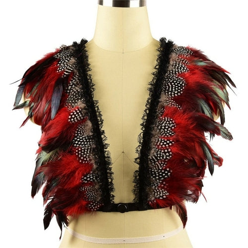 Women Feather Nightclub Tank Top Gothic Punk Sexy Camis Burning Man