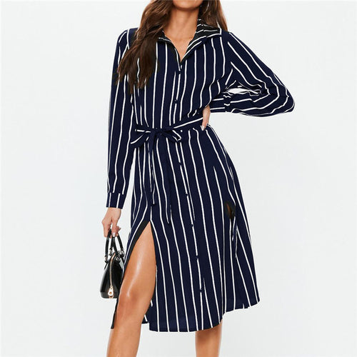 Women Long Dress Striped Leisure Beach