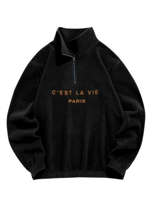 Hoodie for Men Fuzzy Polar Fleece Sweatshirt Letter Embroidered