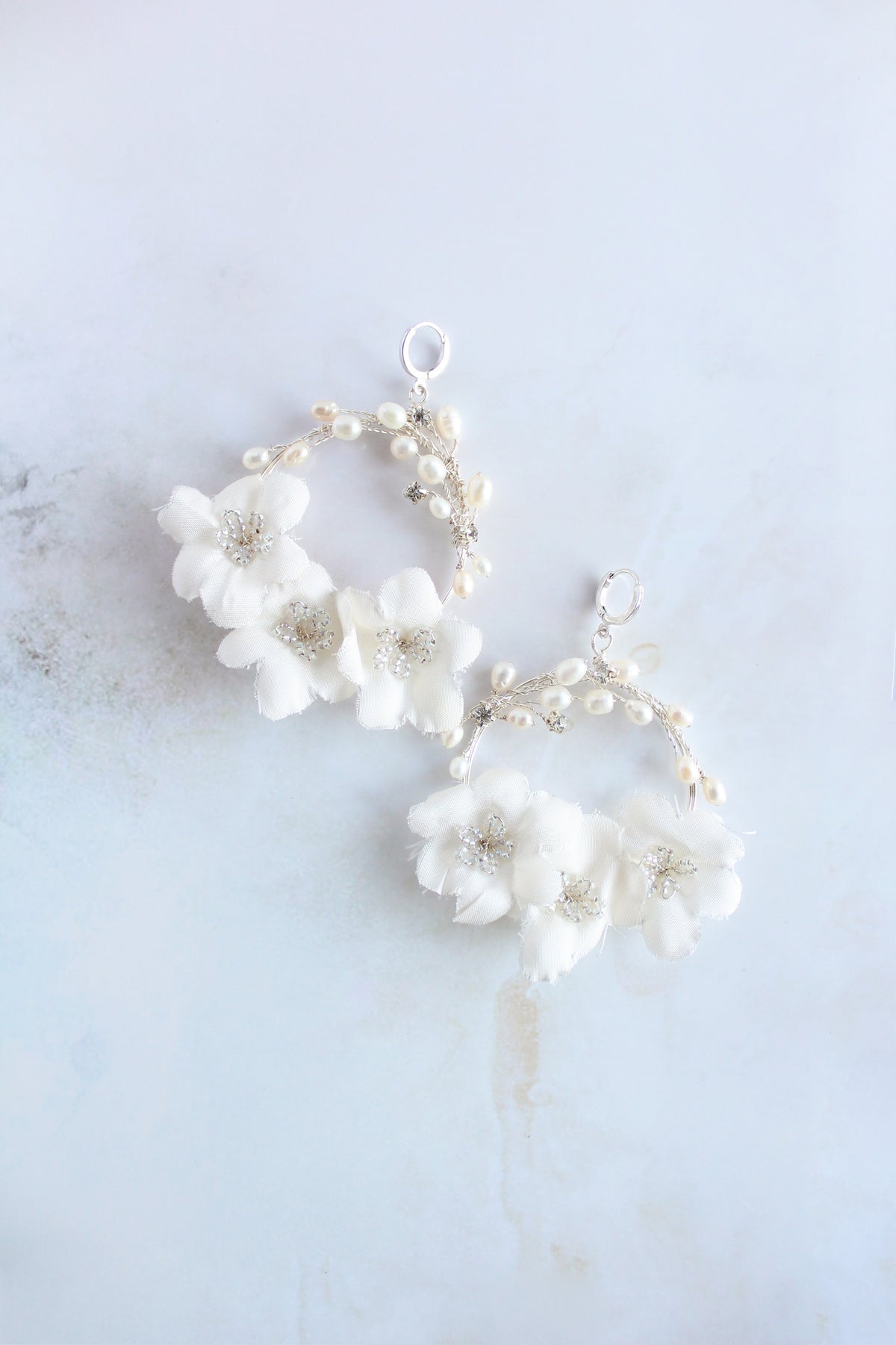 Floral hoop earrings Statement bridal earrings Boho earrings