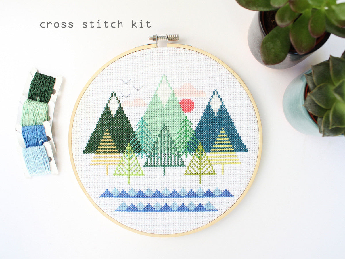 Sea To Sky - Modern Counted Cross stitch kit - Easy DIY cross stitch kit