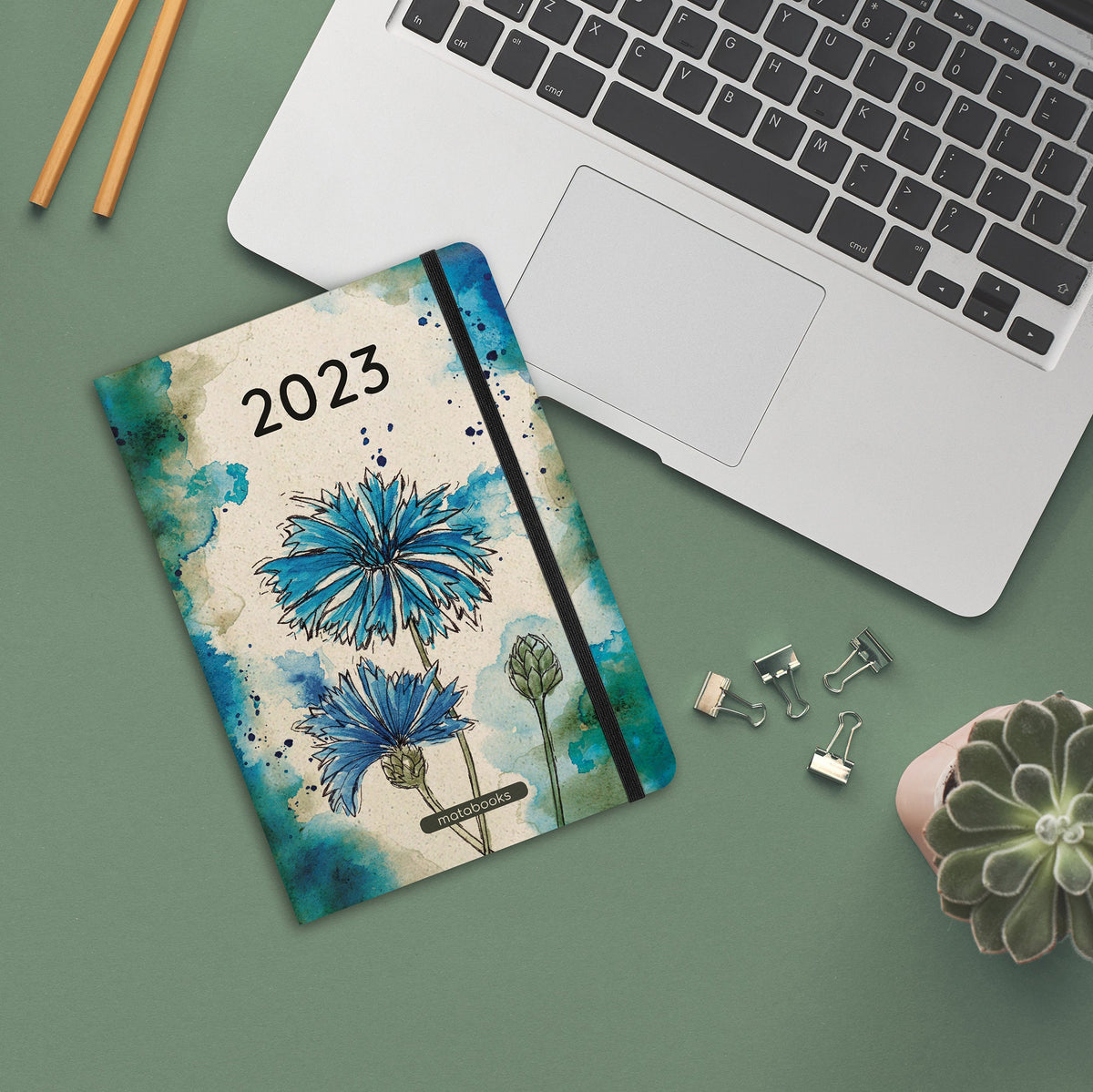 Sustainable A5 Calendar 2023 made of grass paper - Samaya "Wildflower" (DE/EN)