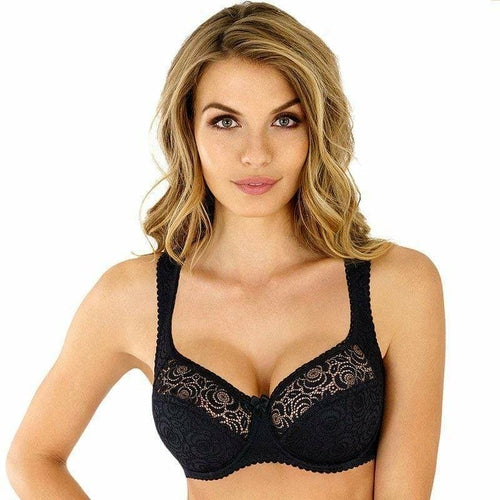 Half Padded Semi Sheer Lace Bra Annija Black