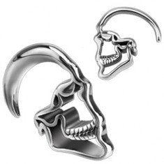 Expander all'orecchio, in acciaio 316L - contorno cranio con superficie brillante - BonoGifts