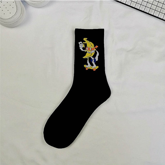 Korean style Harajuku street hip hop socks unisex Funny Men Socks happy skateboard flame Women socks