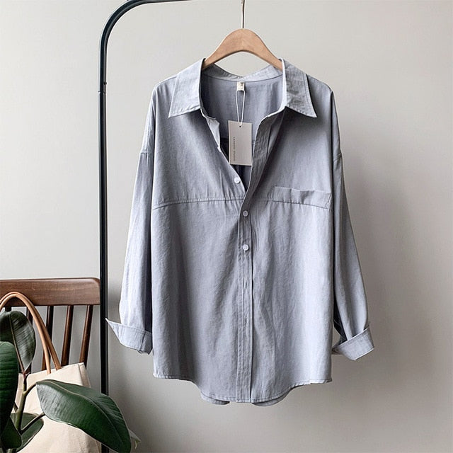 Women Blouse | Turn-Down Collar Shirt | Women Minimalist Shirt | Summer Blouses Top | Women Casual Shirt | Linen Loose Shirt | Summer Shirts