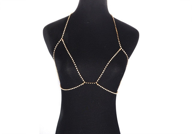 Gold Body Chain Sex Accessories Porn BDSM Bondage Summer Party Bikini Harness Necklace Women Charming Jewelry Sexy Lingerie