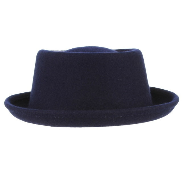 Classic 100% Wool Soft Felt Pork Pie Hat Fedora For Men Women Wool Hat Curved Brim