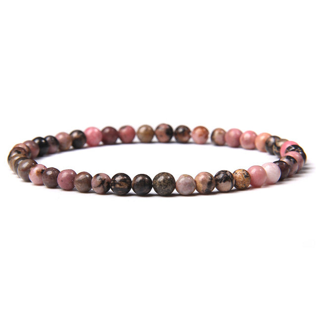 4mm Chakra Beads Energy Bracelet Natural Round Agates Onyx Stone Stretch Bracelet Bangles for Women Men Handmade Yoga Jewelry