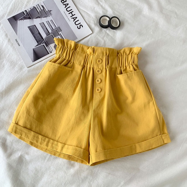 Women High Waist Shorts | Korean Style Short | Cotton Short | Casual Shorts | Street Style Short | Short Pant with Belt | Solid Color Shorts