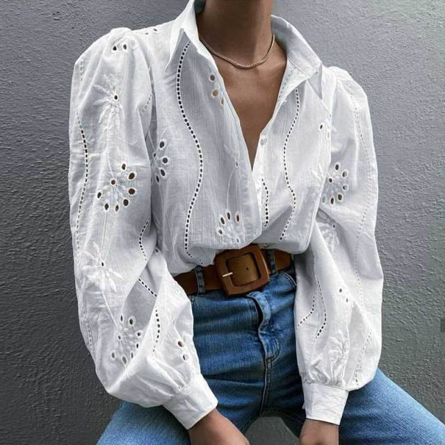 Women Casual Blouse Tops | Turn-Down Collar Long Sleeve Blouse | Women summer Shirt | Women Fancy Shirt | Elegant Shirt | Women Casual Shirt - BonoGifts