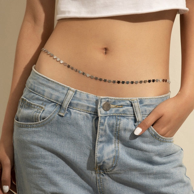 Bohemia Belly Chain Sexy y2k Body Jewelry  Charms Heart Waist Beads Chains Summer Bikini Beach Accessories Birthday Gift