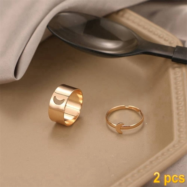 Gold Butterfly Rings For Women Men Lover Couple Rings Set Friendship Engagement Wedding Open Rings Jewelry