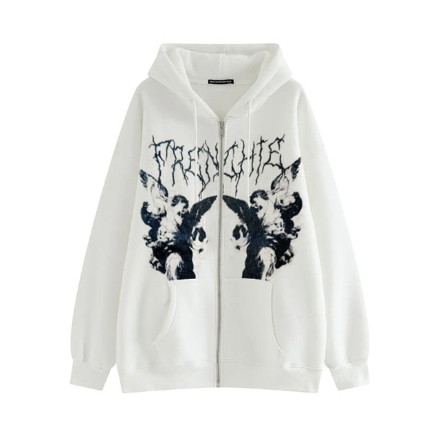 Hip-Hop Hoodie | Angel Print Hoodie | Hip Hop Streetwear Hoodie | Unisex Hoodies | Punk Hoodie | Korean Style Hoodie | Y2K Harajuku Hoodie