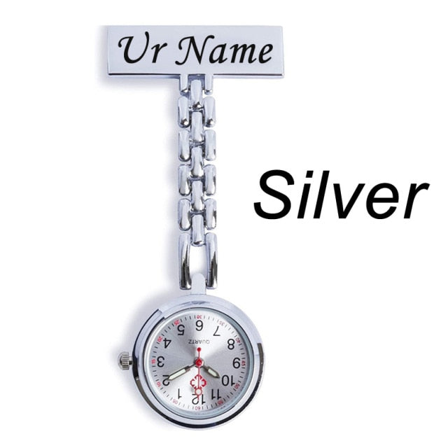 Personalized Customized Engraved with Your Name | Stainless Steel Lapel Pin Brooch | Rose Gold Fob | Nurse Watch