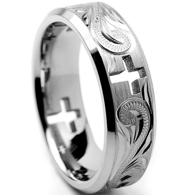 Punk  Rings for Women Men Retro Hip-Hop Personality Ring Engraved Demon Eye Retro Hipster Ring Hollow Cross Rings